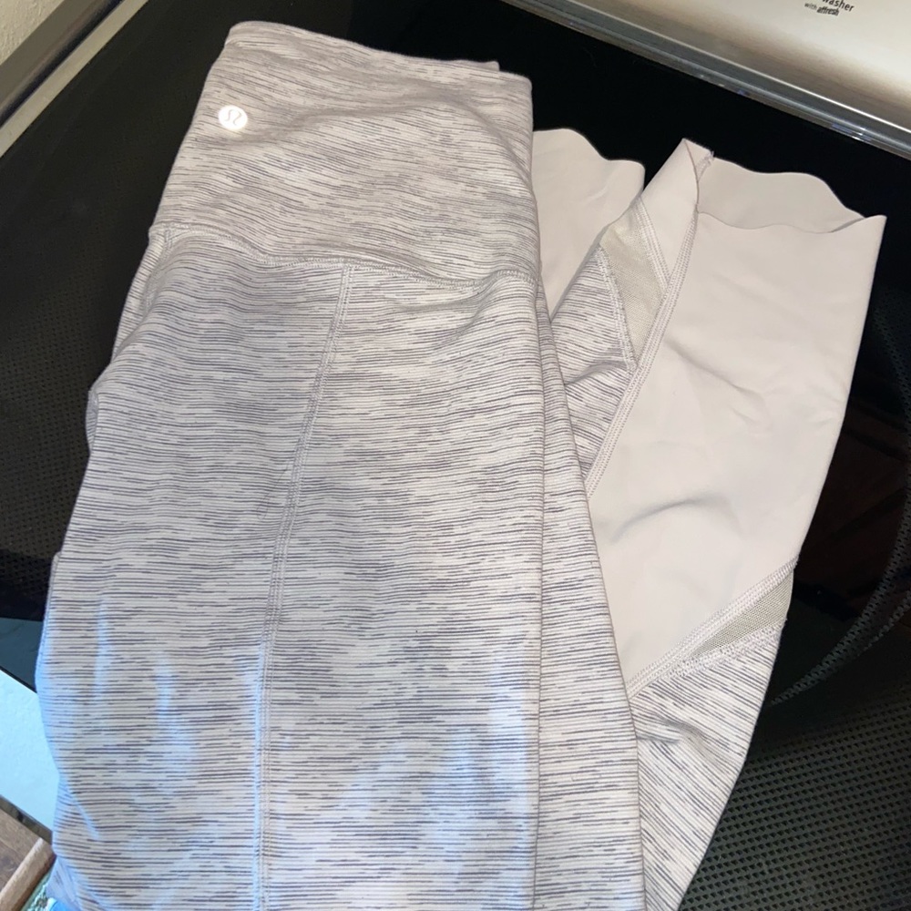 light gray/white lululemon leggings